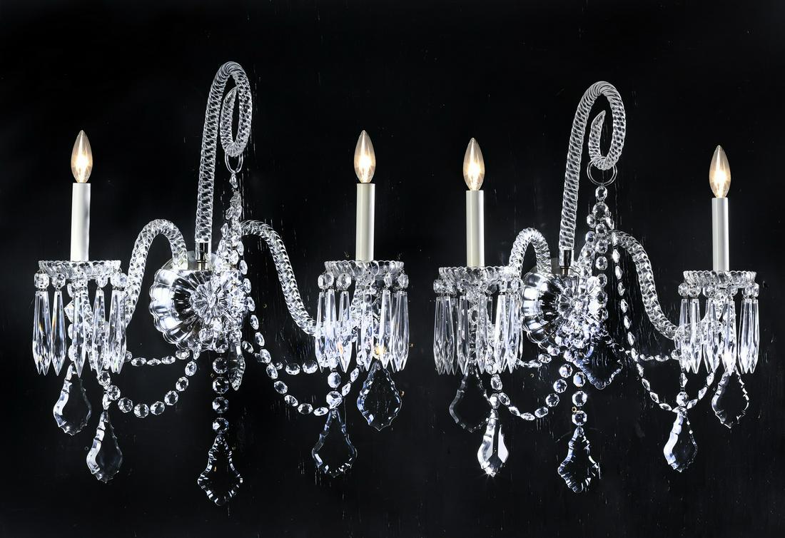 (2) Venetian Murano crystal wall sconces, 22"h (1 of 2)