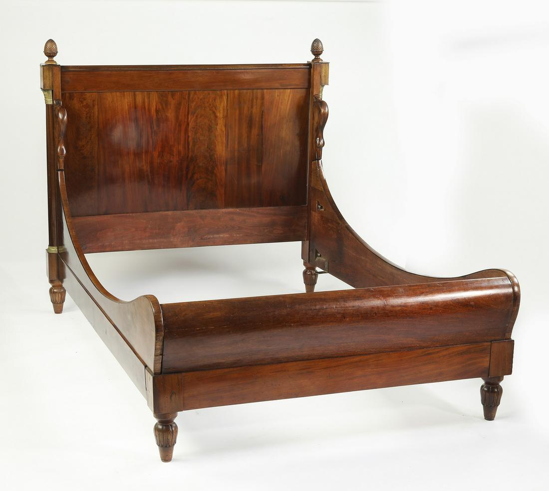 Late 19th c. French Empire style walnut bed (1 of 7)
