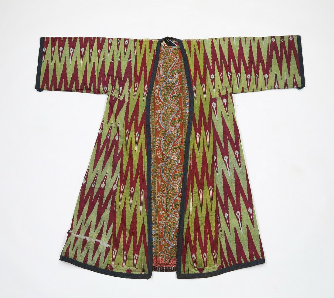19th c. hand loomed silk and cotton Ikat coat (1 of 4)