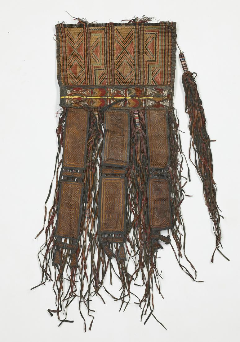 Tuareg polychrome leather travel bag, 30"l (1 of 4)