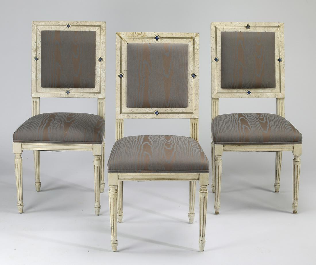 (3) Louis XVI style paint decorated side chairs (1 of 3)