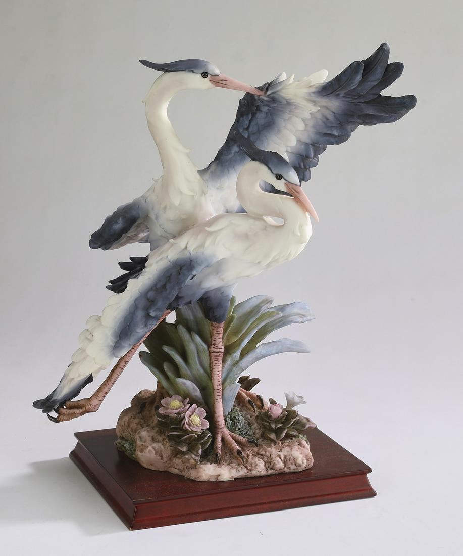 Italian porcelain great blue herons figural group (1 of 6)