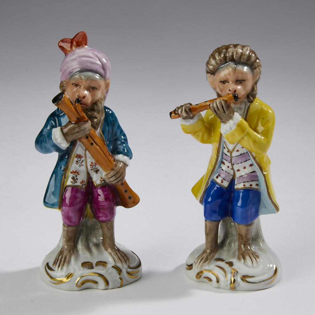 (2) Sitzendorf Porcelain 'Monkey Band' figures (1 of 4)