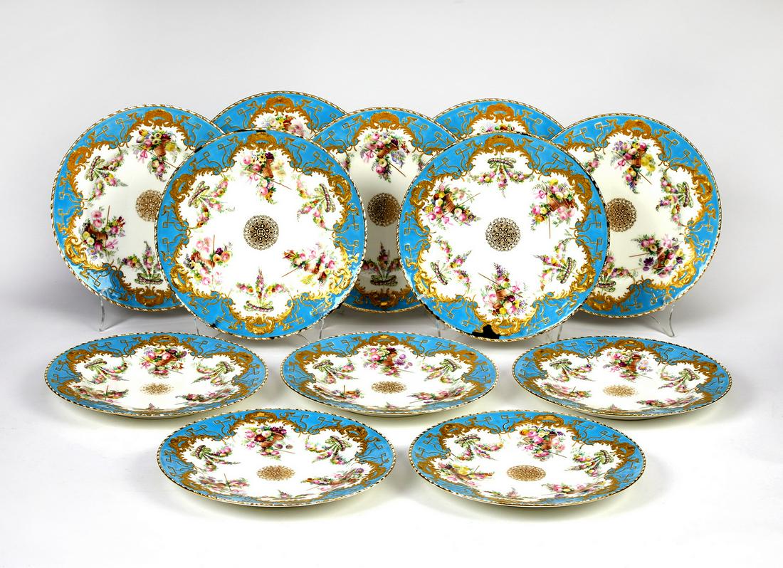 (12) Copeland hand painted porcelain plates, 19th c. (1 of 4)