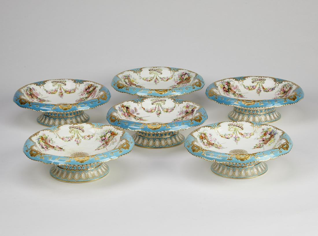 (6) 19th c. Copeland porcelain compotes (1 of 6)