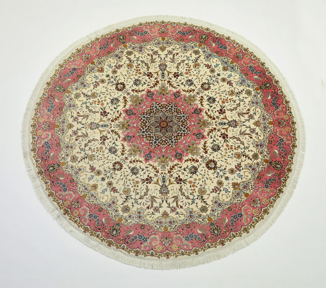 Hand knotted wool and silk Sino-Tabriz, 8' 3"dia (1 of 4)