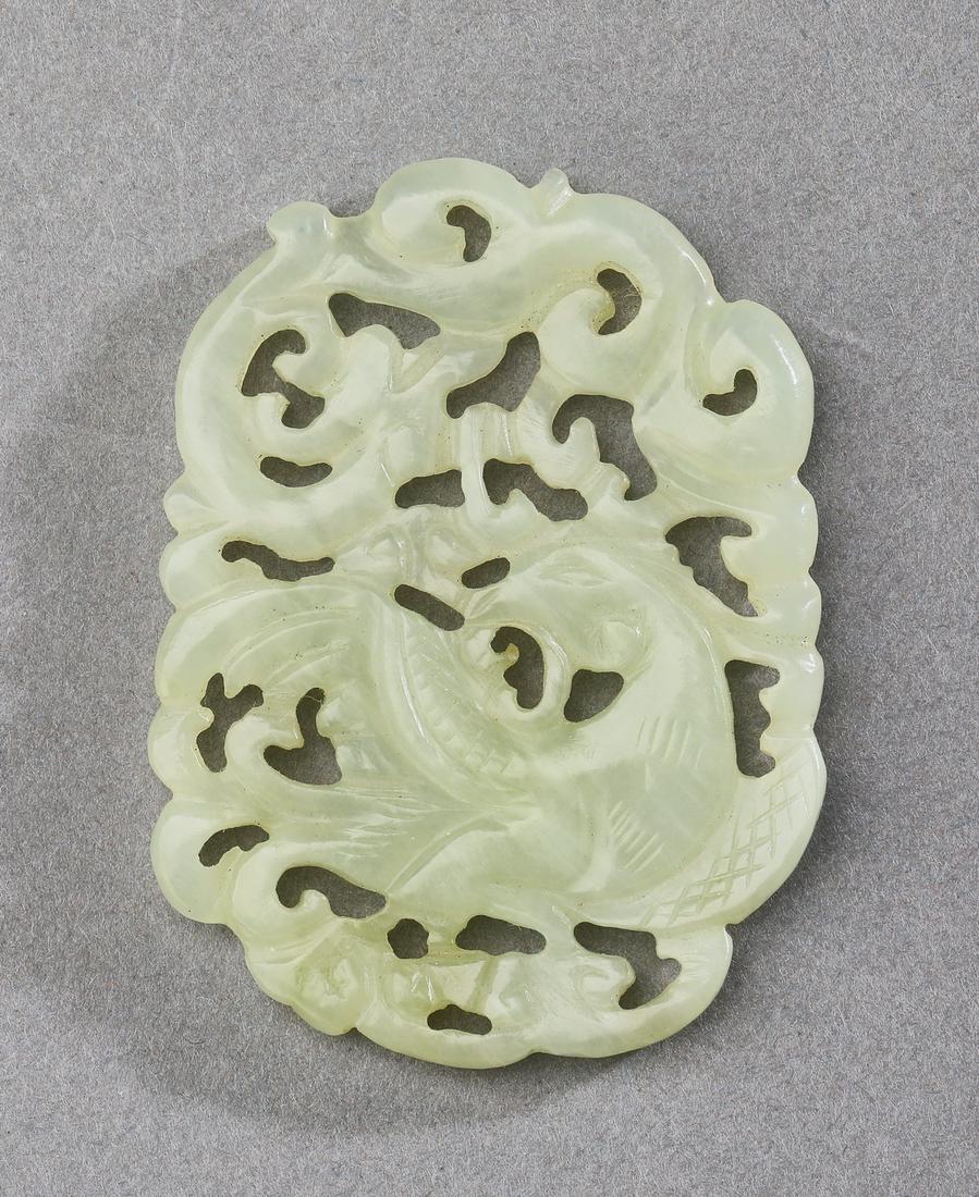 Chinese celadon jade phoenix pendant, 2"h (1 of 2)