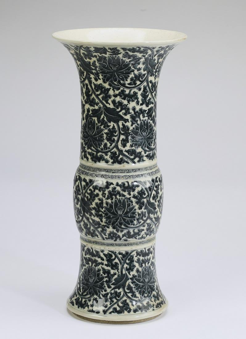 Chinese Gu form vase with lotus scrollwork (1 of 7)