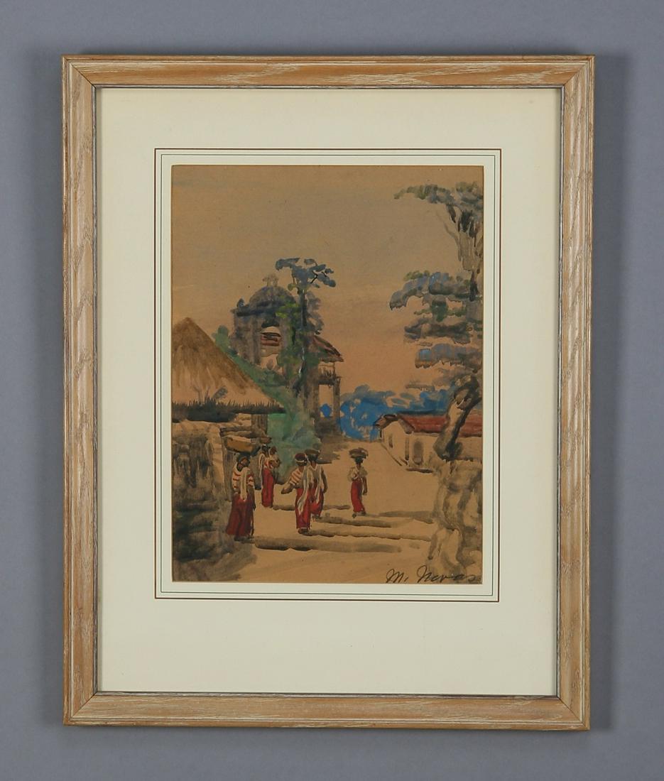 Maria Neves(Guatemalan) signed, Caribbean watercolor (1 of 1)