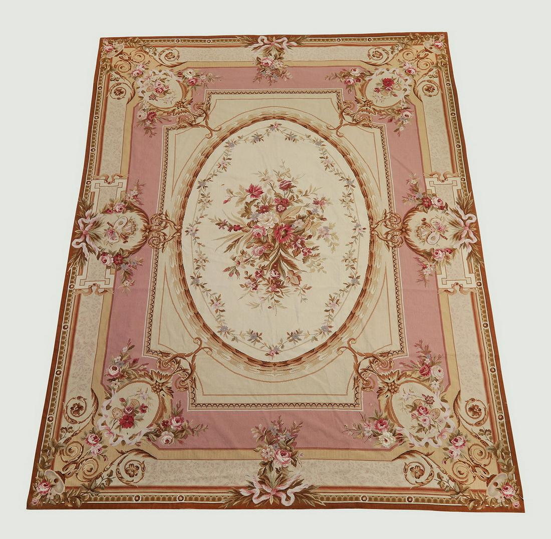 Continental pink floral aubusson carpet, 12 x 9 (1 of 4)