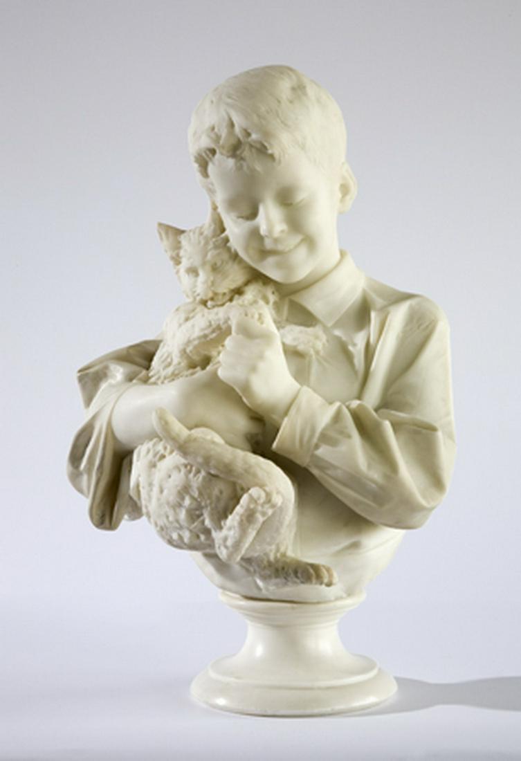 19th c. Italian marble sculpture, signed, dated 1887 (1 of 3)