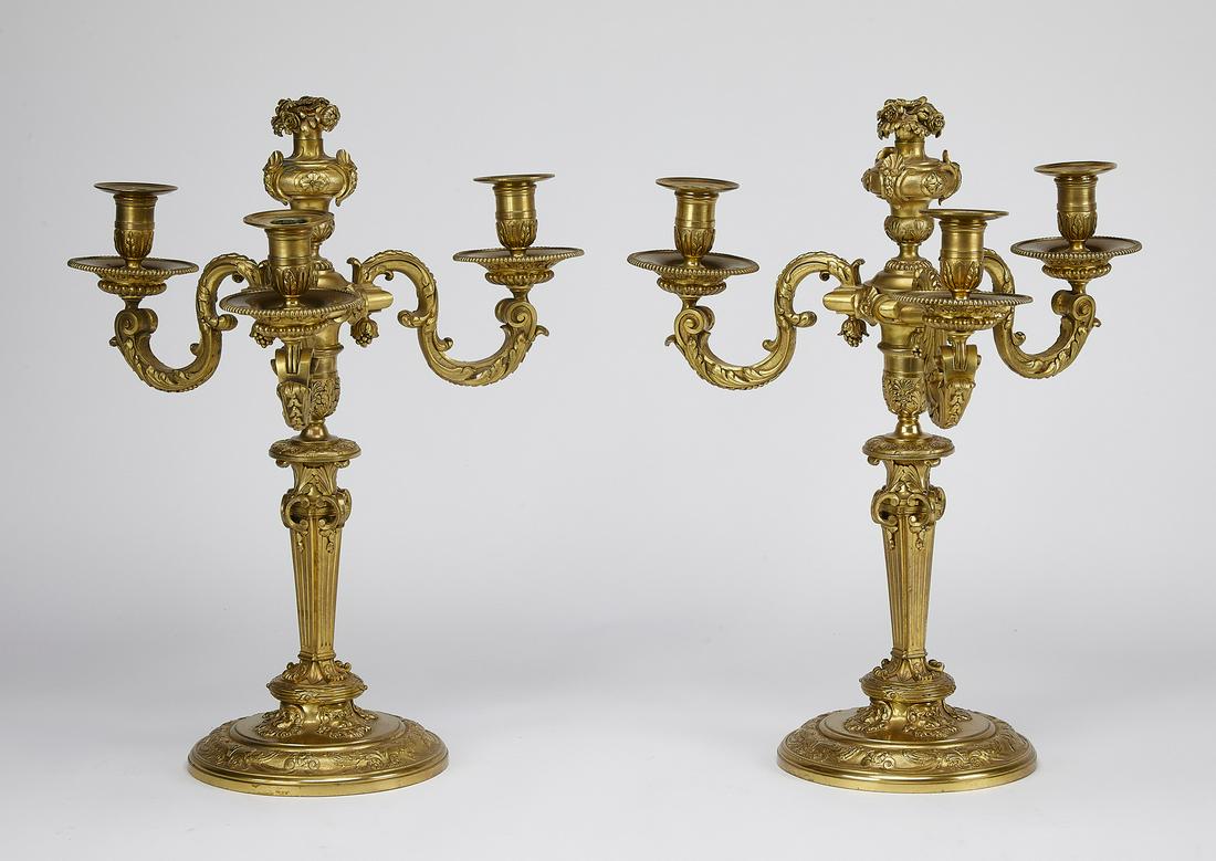 (2) 19th c. gilt bronze Rococo style candelabra (1 of 2)