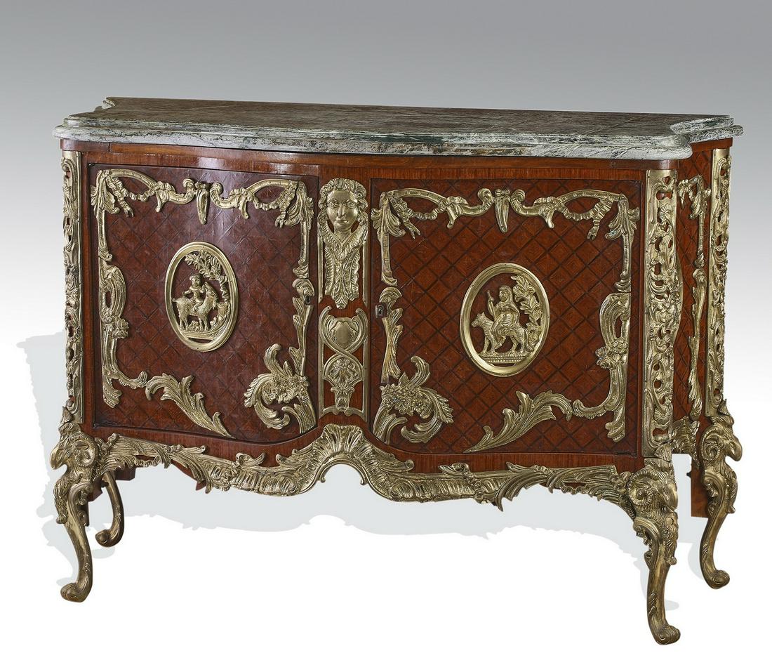 Italian marble top parquetry commode w/ bronze mounts (1 of 5)