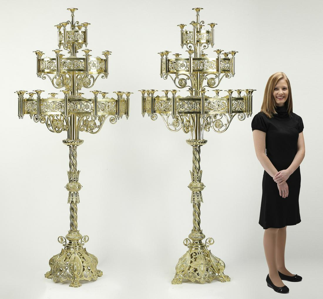 (2) Monumental French ecclesiastical candelabra (1 of 5)
