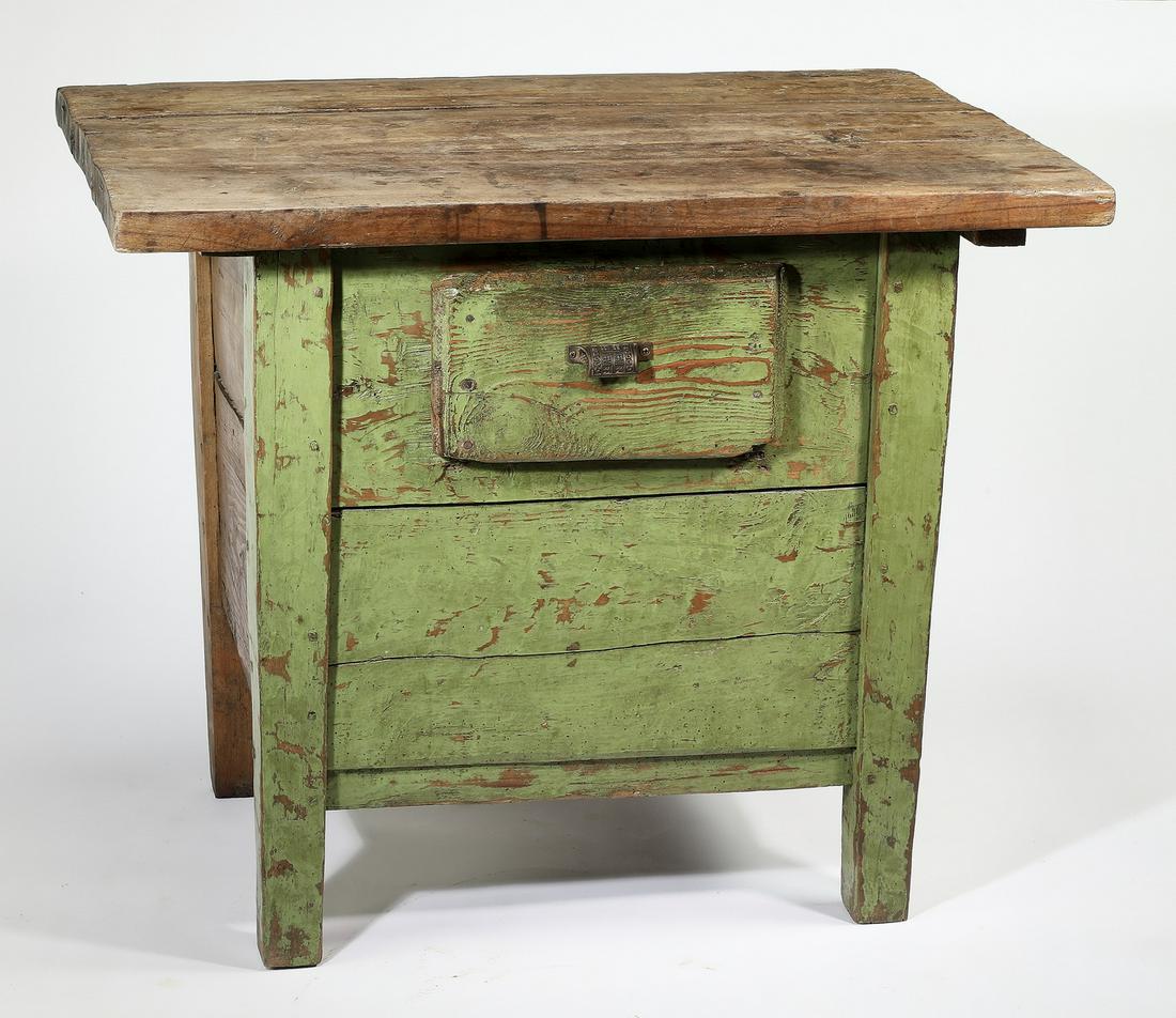 Rustic Chinese paint decorated chest, 30"h (1 of 4)