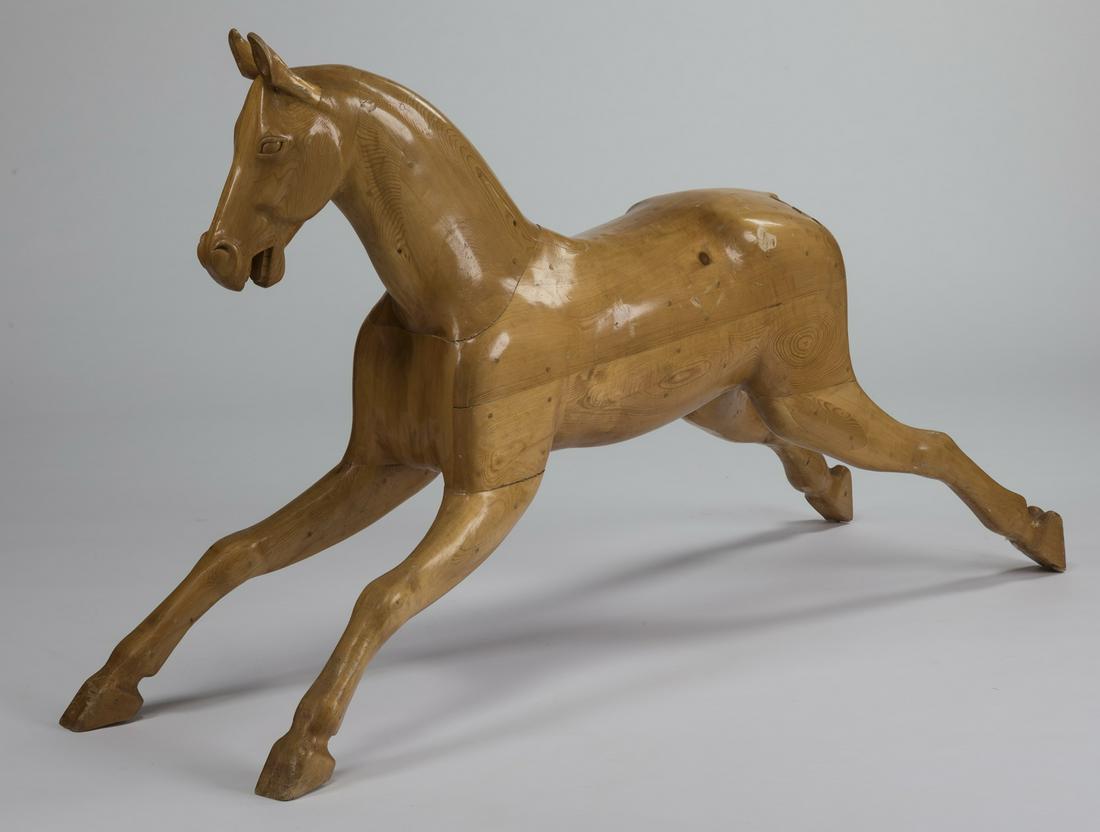 Early 20th c. folk art wooden foal, 62"l (1 of 3)