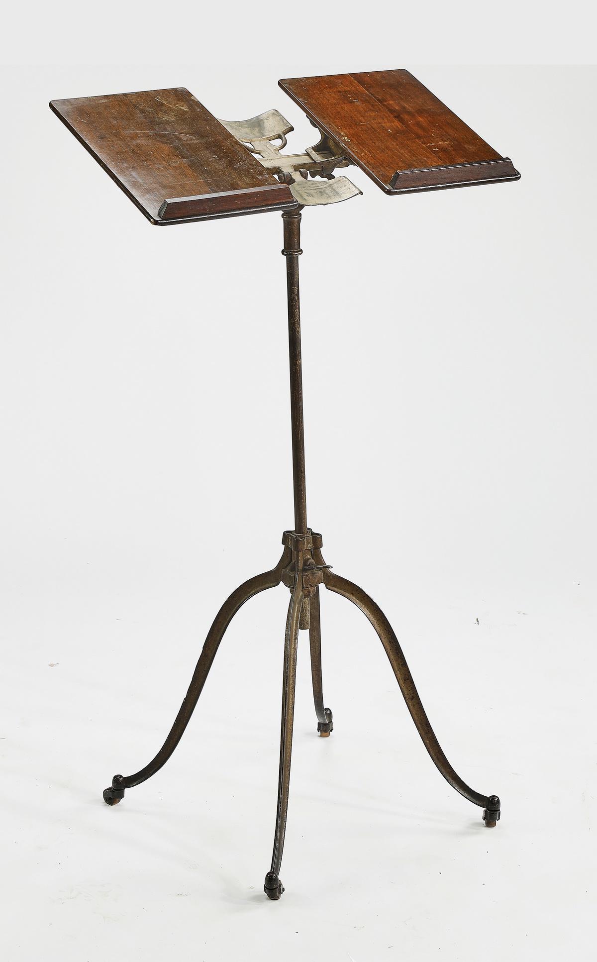 Walnut and metal dictionary stand, early 20th c. (1 of 4)