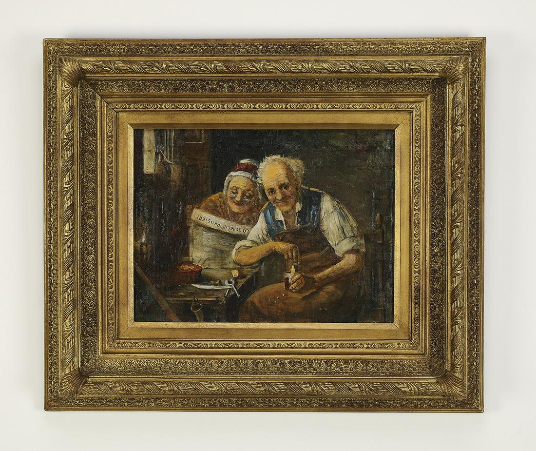 Attrib. to Luigi Bianchi, O/c of elderly couple (1 of 5)