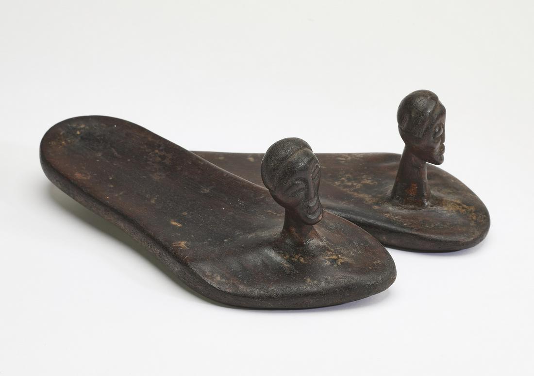 (2) Pairs of carved wood shoes, DRC (1 of 5)