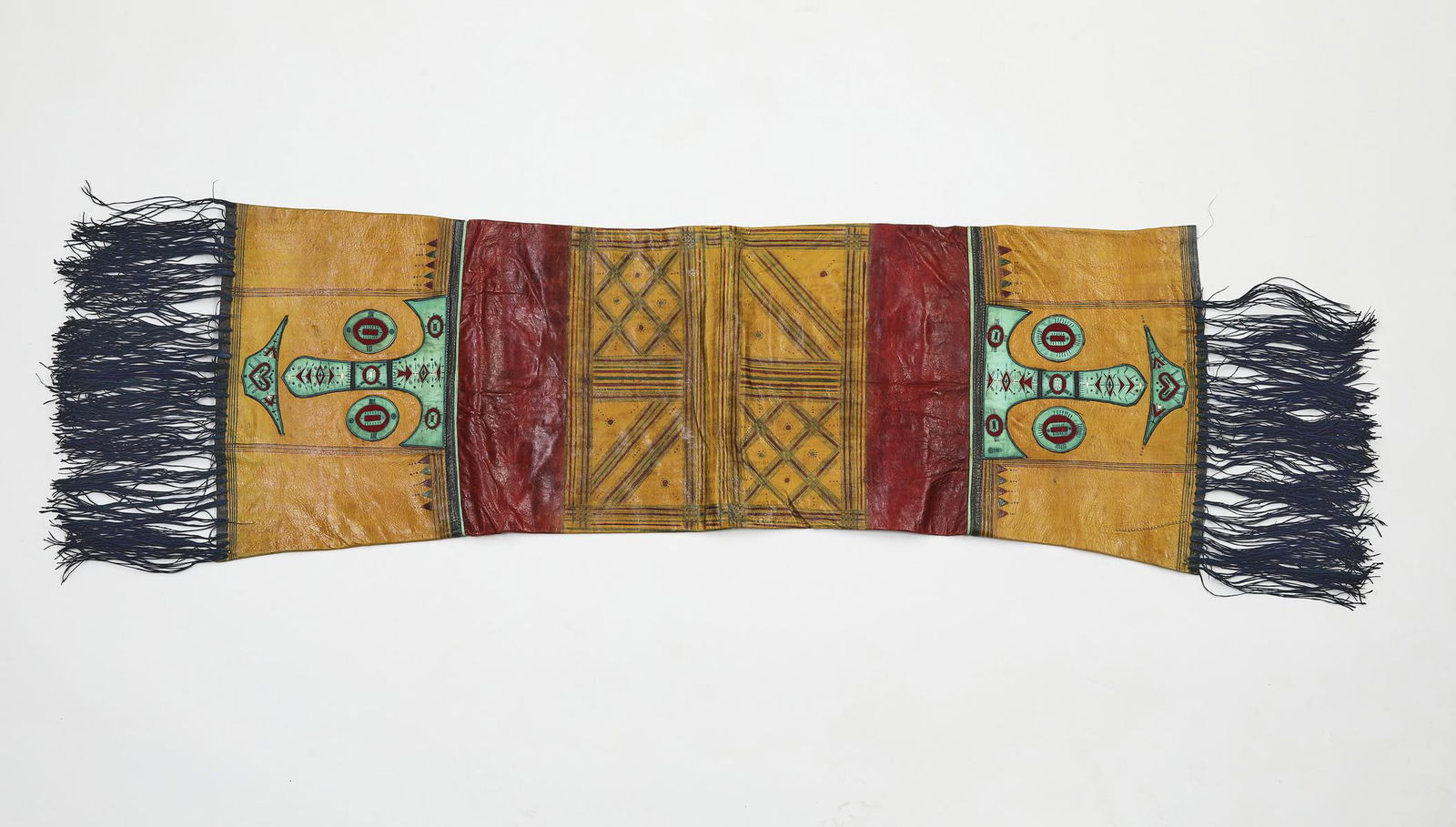 Tuareg polychrome leather pillow, 60"l (1 of 5)