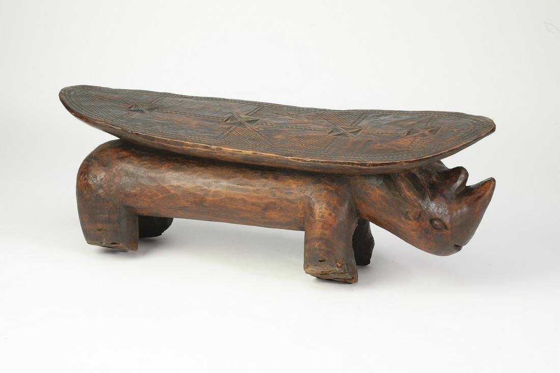 Hand carved wood rhino stool, Dinka, Sudan (1 of 4)