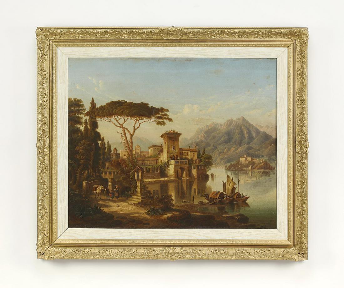 Early 20th c. Italian O/c village scene (1 of 4)