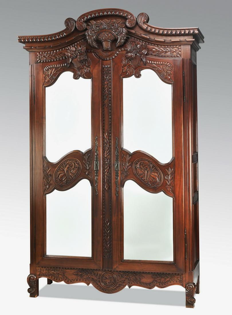 French Provincial style mirrored armoire, 90"h (1 of 7)