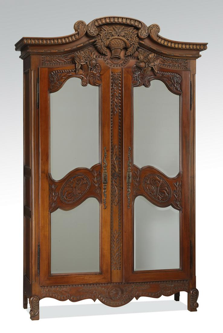 French Provincial style mirrored armoire, 90"h (1 of 7)