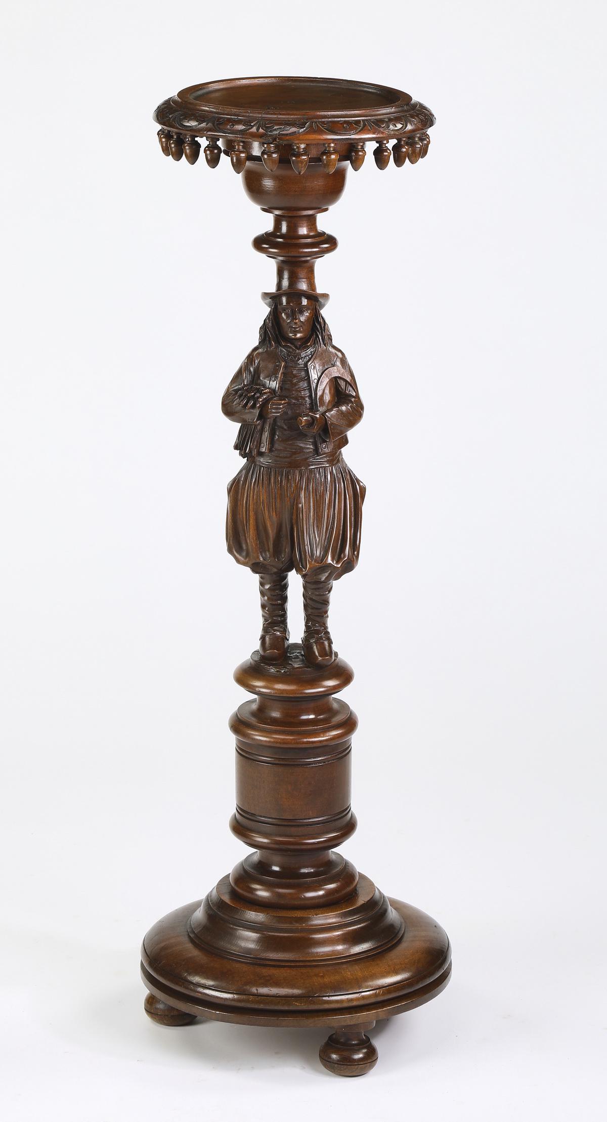 French Brittany carved walnut stand, early 20th c. (1 of 4)