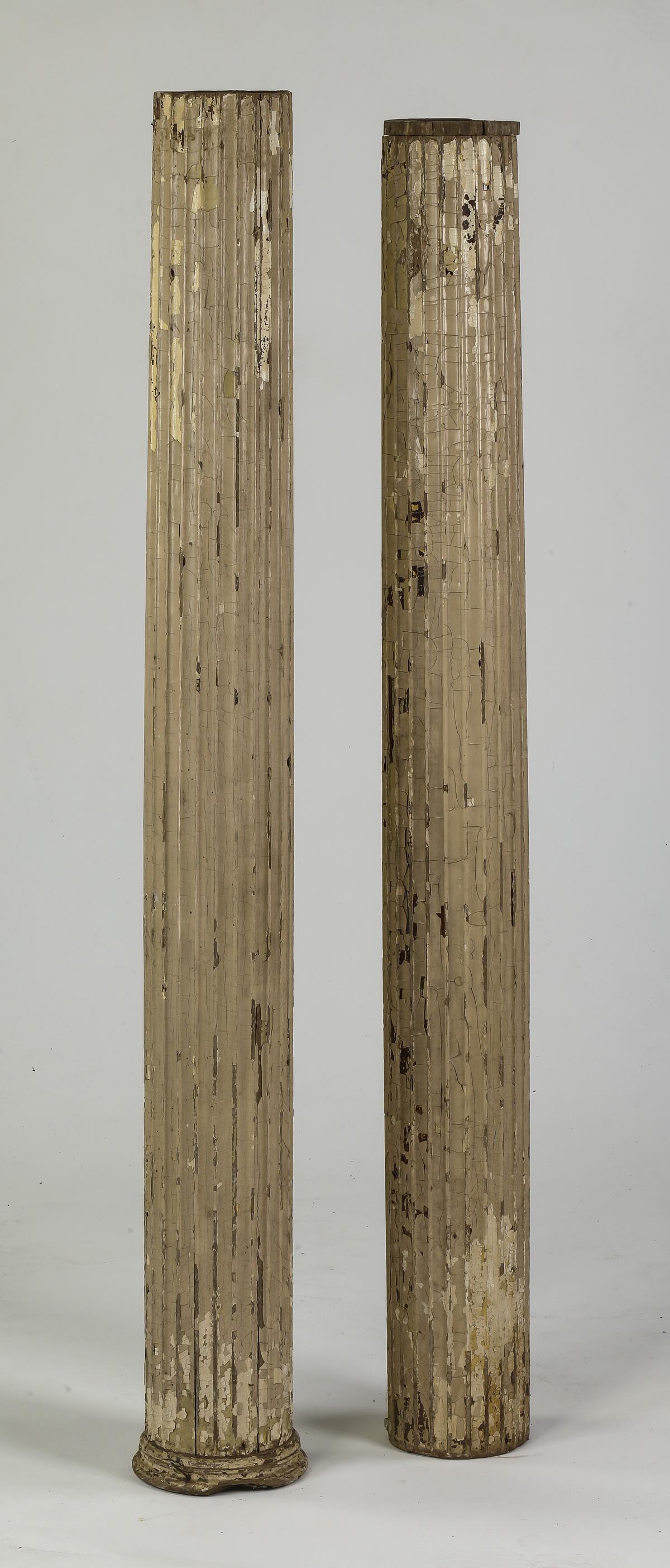 (2) Early 20th c. paint-decorated fluted columns 61"h (1 of 1)