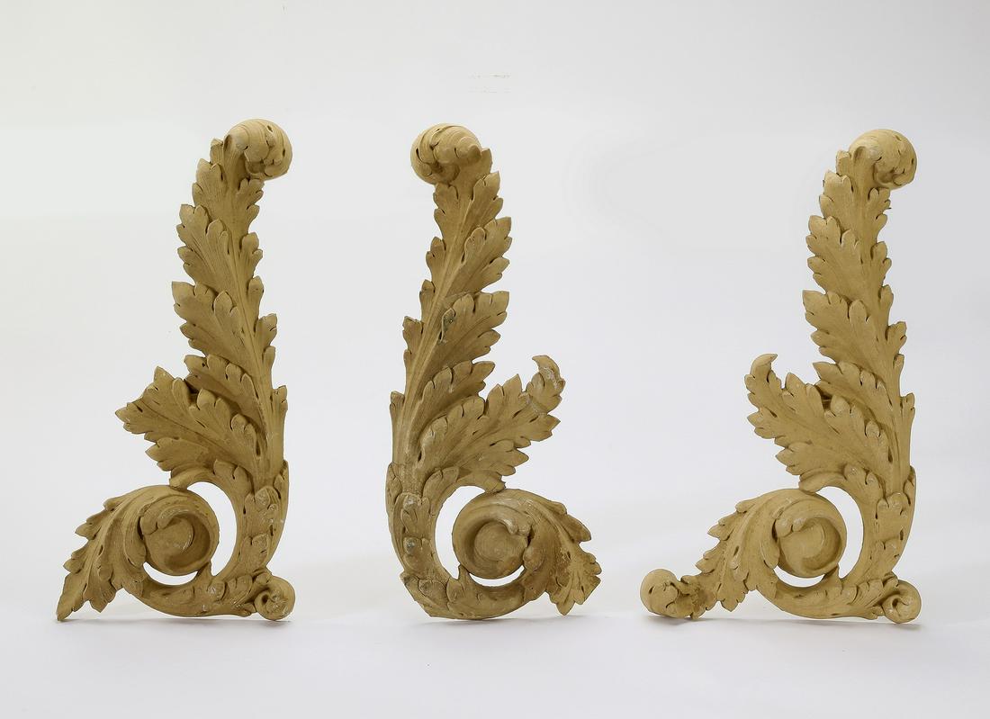 (3) Acanthus scrollwork architectural appliques, 17"h (1 of 1)