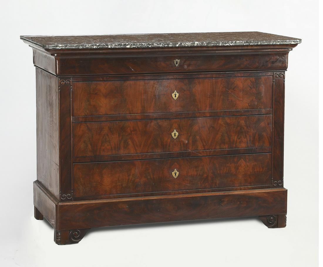 Louis-Philippe style marble top mahogany commode (1 of 3)