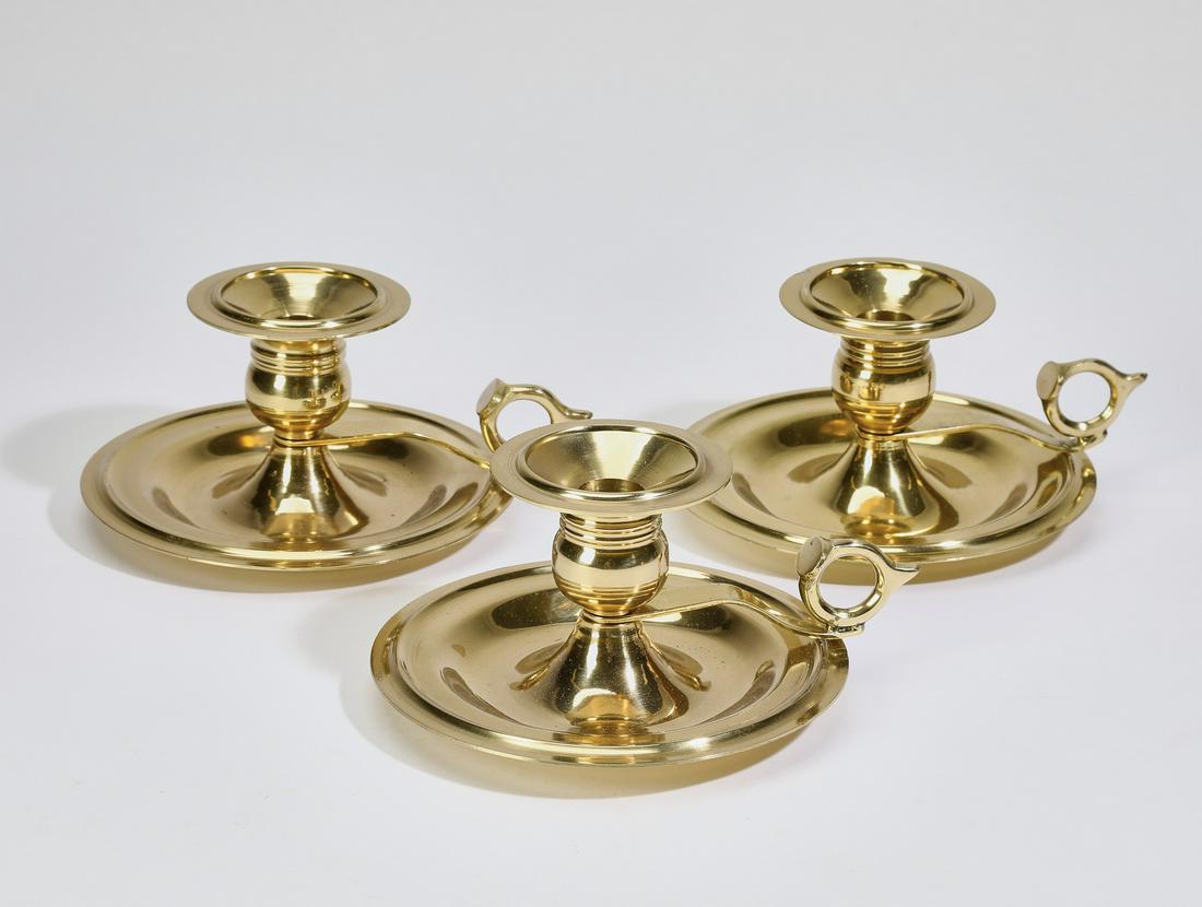 Group of (3) Baldwin Brass style brass candlesticks (1 of 1)