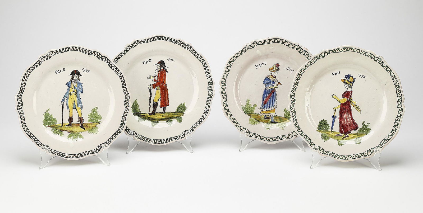 (4) French hand painted faience cabinet plates (1 of 2)