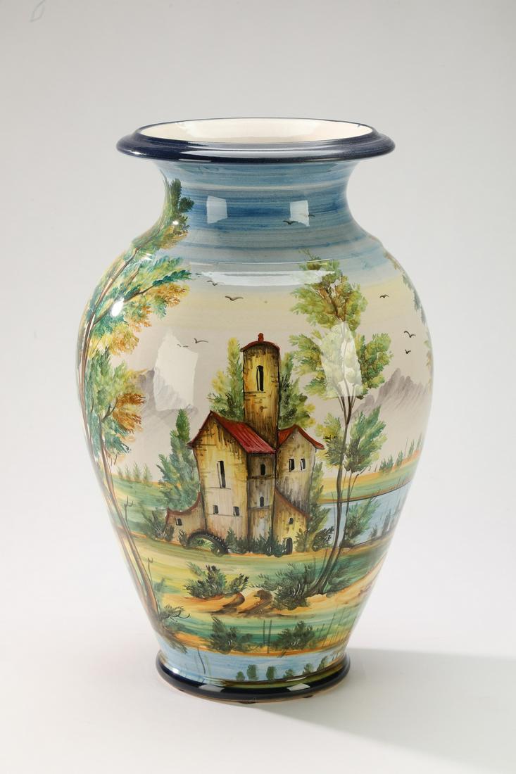 Hand painted Italian majolica scenic vase (1 of 6)
