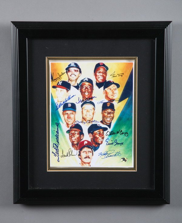 "500 Home Run Club" original autographs: Autographed composite photo of the "500 Home Run Club" - Reggie Jackson, Ted Williams, Eddie Mathews, Ernie Banks, Mike Schmidt, Mickey Mantle, Hank Aaron, Willie McCovey, Harmon Killebrew, and Willie