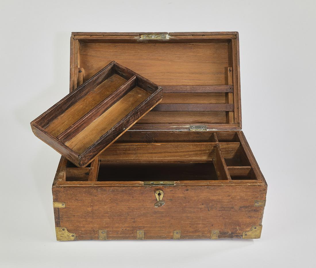 19th c. English oak campaign style lap desk (1 of 7)