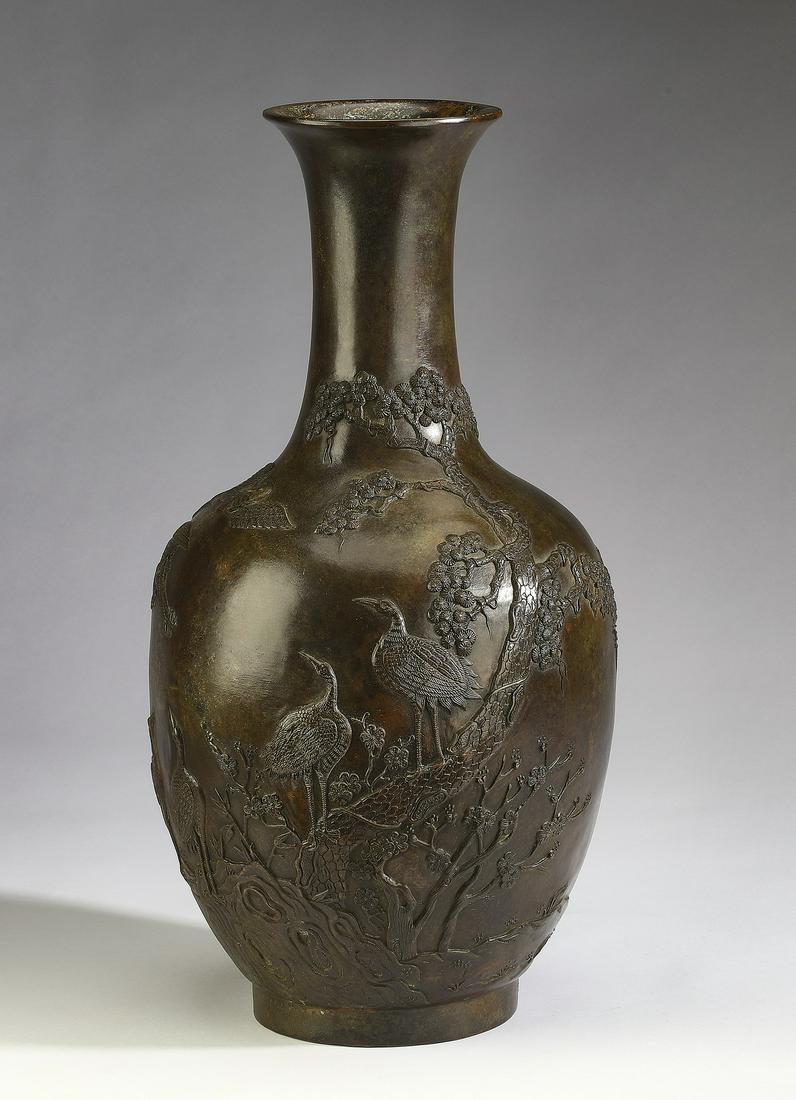 Chinese Ming style bronze vase, Xuande mark, 18"h (1 of 7)