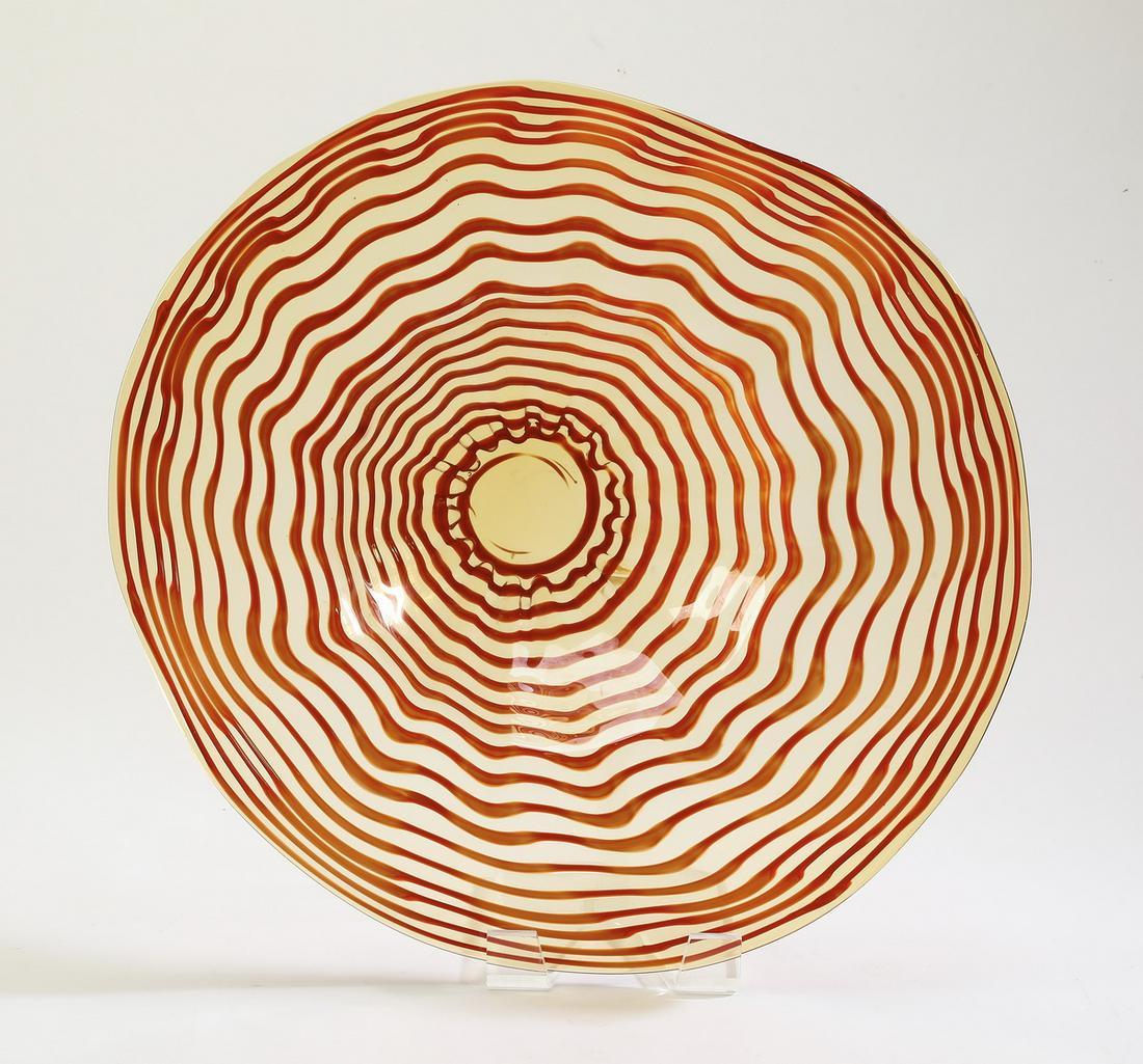 Murano glass center bowl in orange and yellow (1 of 5)