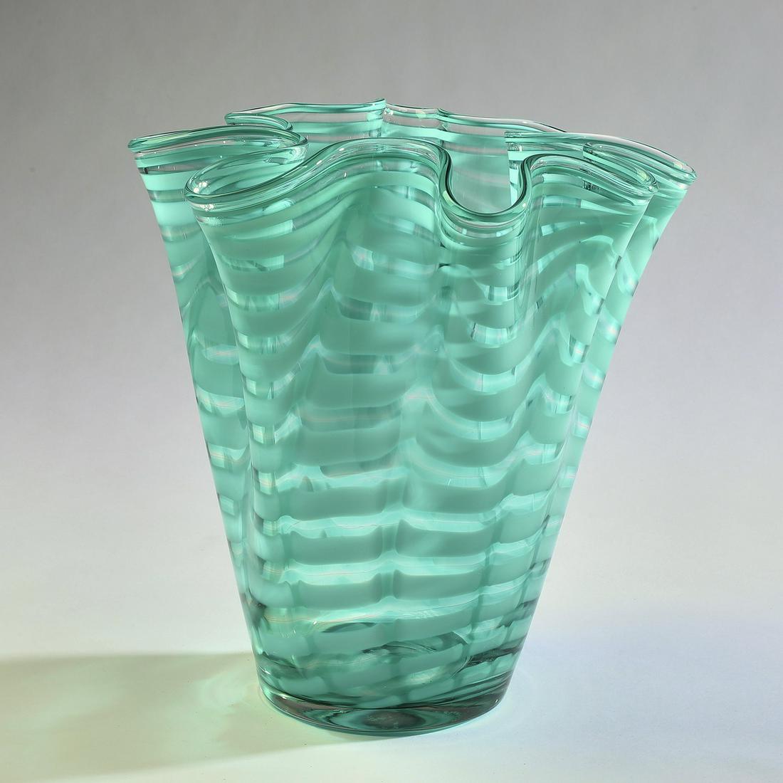 Murano style art glass handkerchief vase, 11"h (1 of 2)