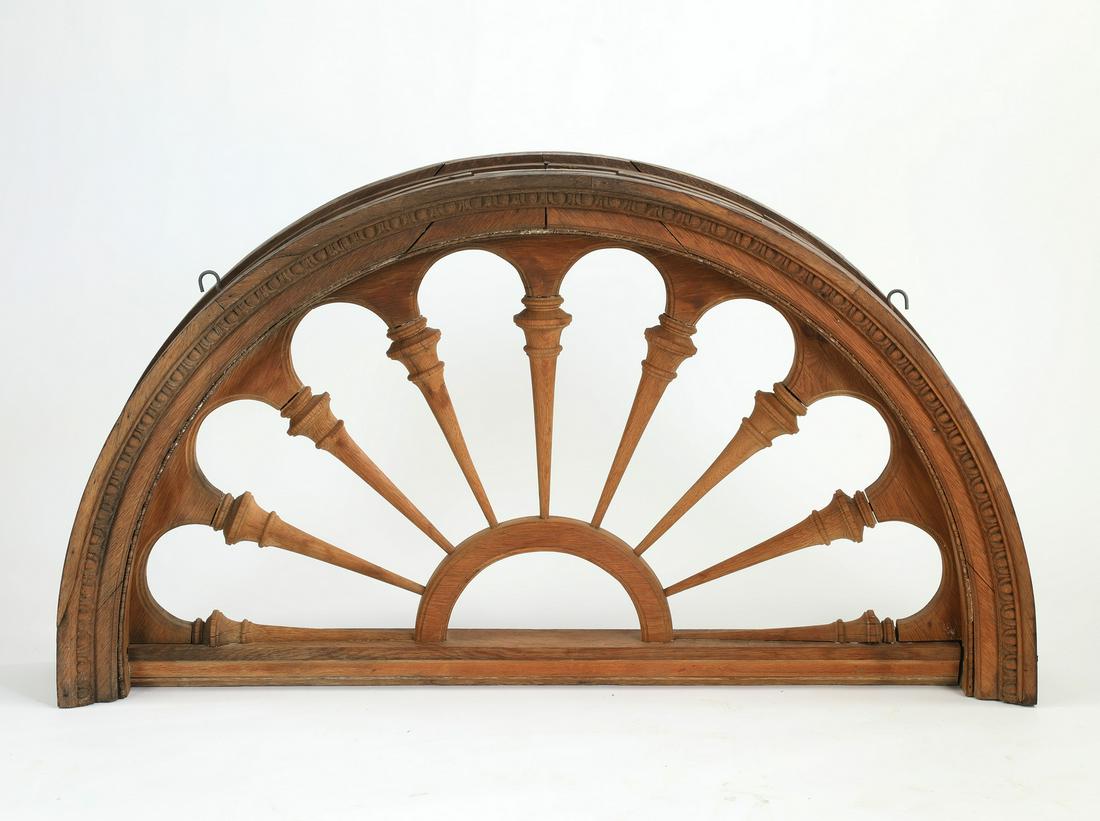 Carved oak demi-lune architectural element,  60"w (1 of 2)
