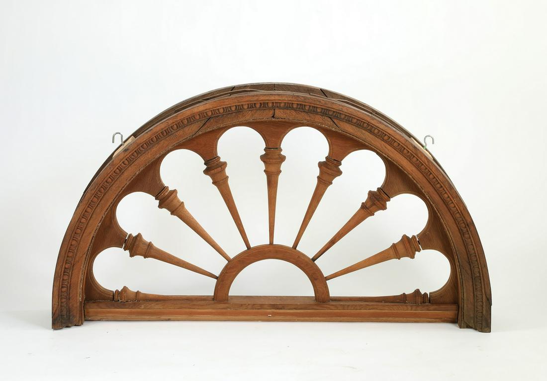 Carved oak demi-lune architectural element, 60"l (1 of 2)