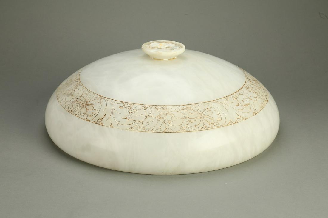 Etched floral alabaster shade, ca 1920 (1 of 3)