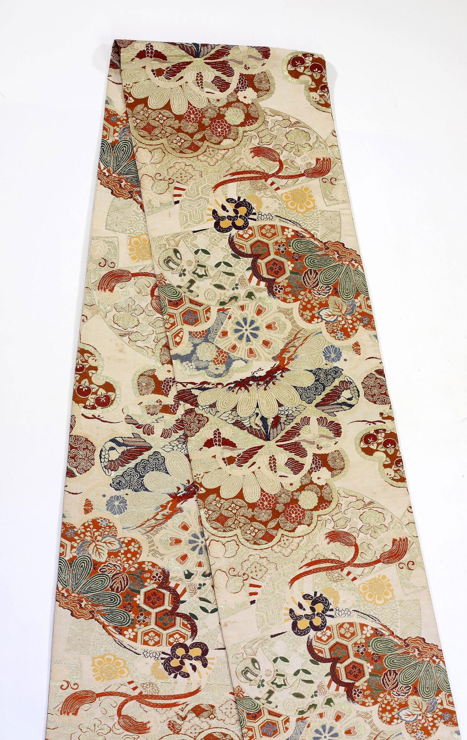 Japanese silk brocade maru obi, 81"L (1 of 3)