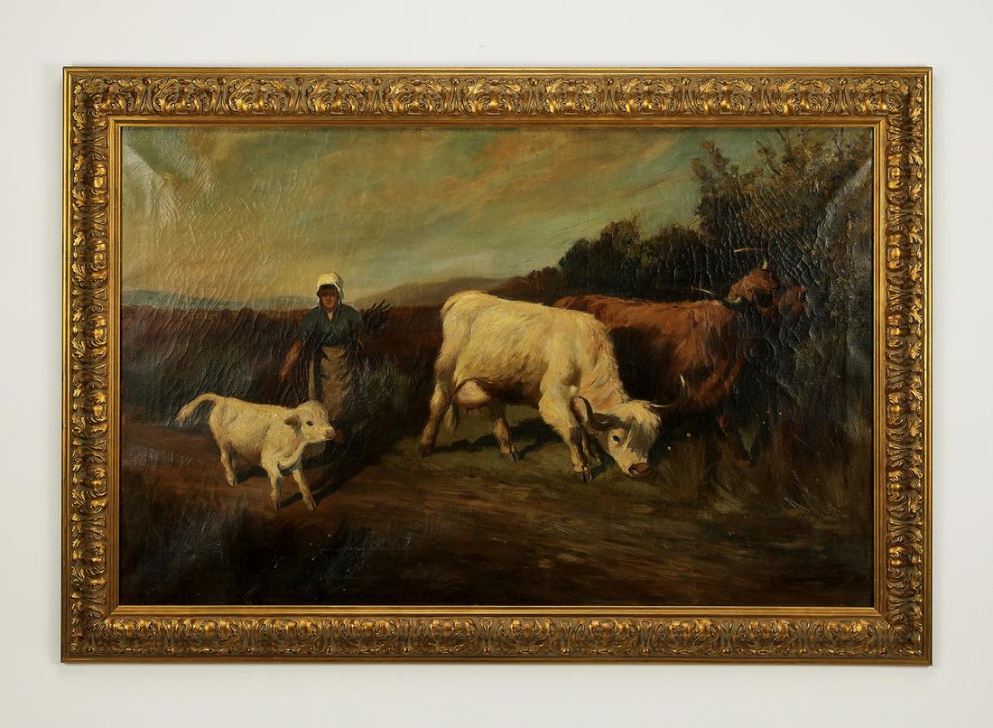 Signed Joseph Donovan Adams O/c pastoral landscape (1 of 4)