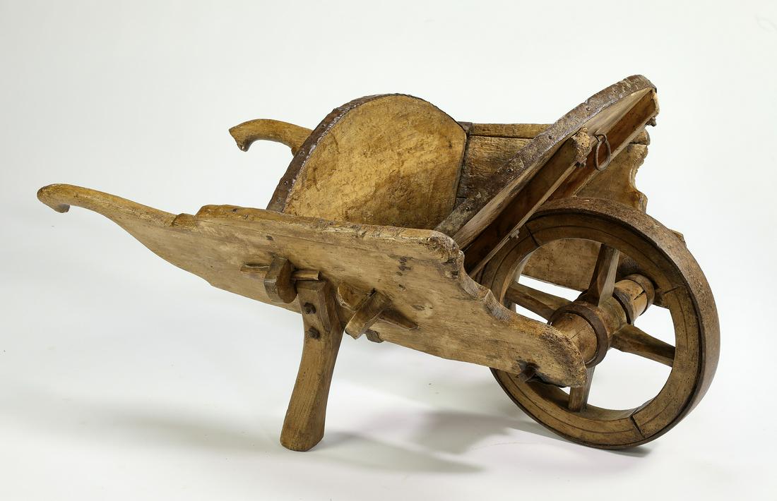 Early 20th c. Chinese primitive hardwood wheelbarrow (1 of 5)