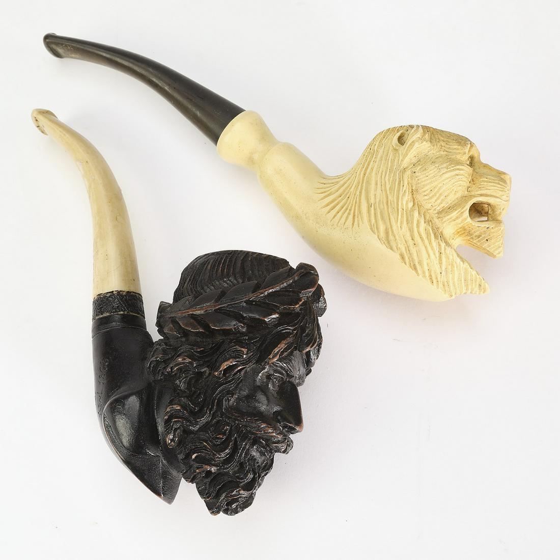 (2) 19th c. meerschaum smoking pipes (1 of 2)