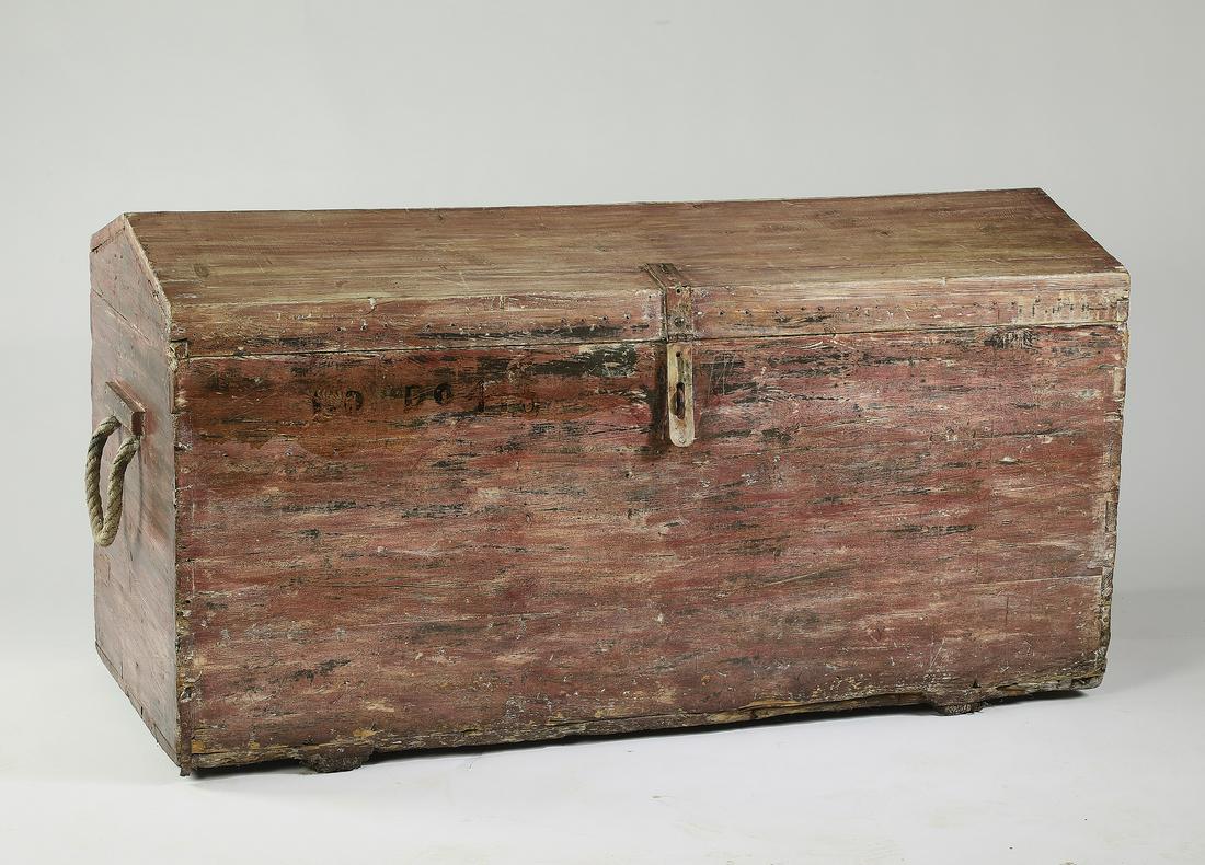 Oversized paint decorated pine trunk, 64"l (1 of 5)