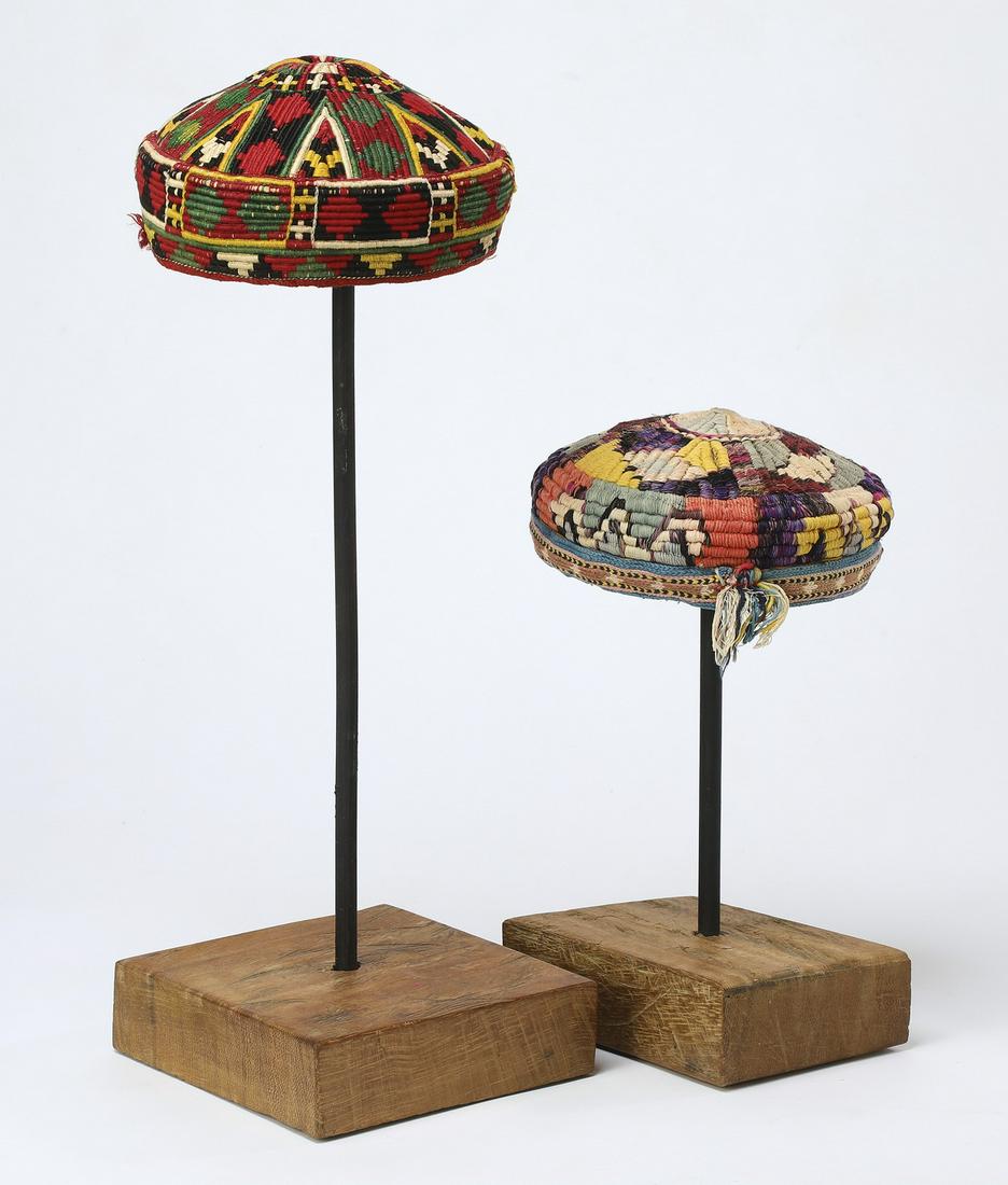 (2) Turkmen or Uzbek embroidered men's caps (1 of 3)