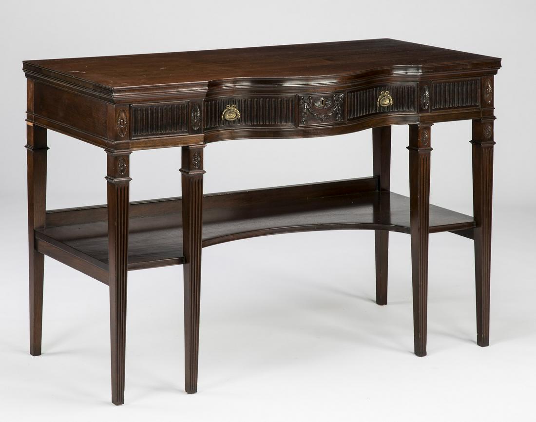 Federal style mahogany serpentine console, 48"w (1 of 4)